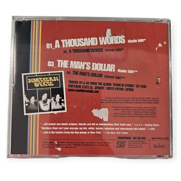 Northern‎ State – A Thousand Words / The Man's Dollar [2002 Promotional CD] - Picture 2 of 3